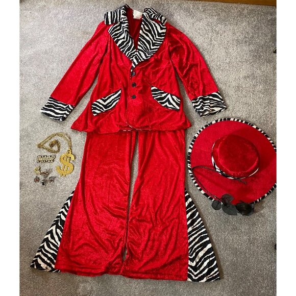 California Costumes Pimp Red Velvet Zebra Flared Pants Adult Large - Picture 1 of 16